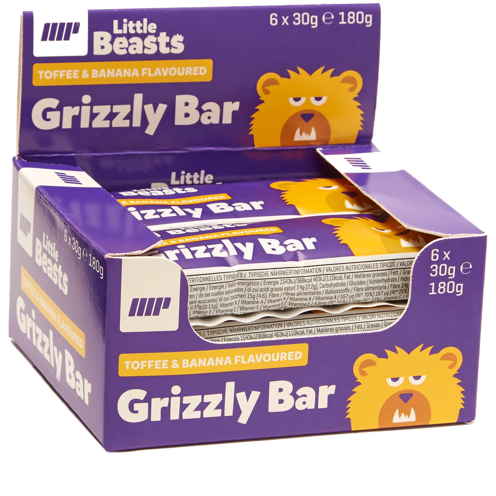 Little Beasts Grizzly Bar – Κουτί των 6 - 6 x 30gΜπάρες - Καραμέλα Βουτύρου & Μπανάνα Εικόνα 1