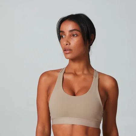 Κοντή Μπλούζα Power Ανοιχτής Πλάτης - Καφέ