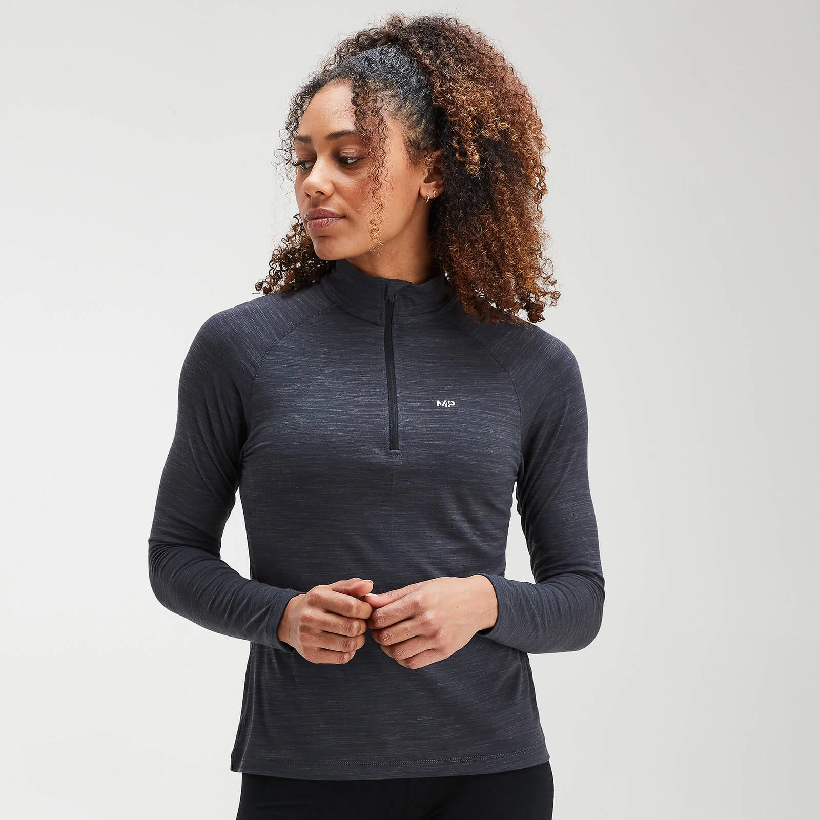 MP Women's Performance Zip Training Top- Μαύρο/Καρβουάρ Marl - XS Εικόνα 1