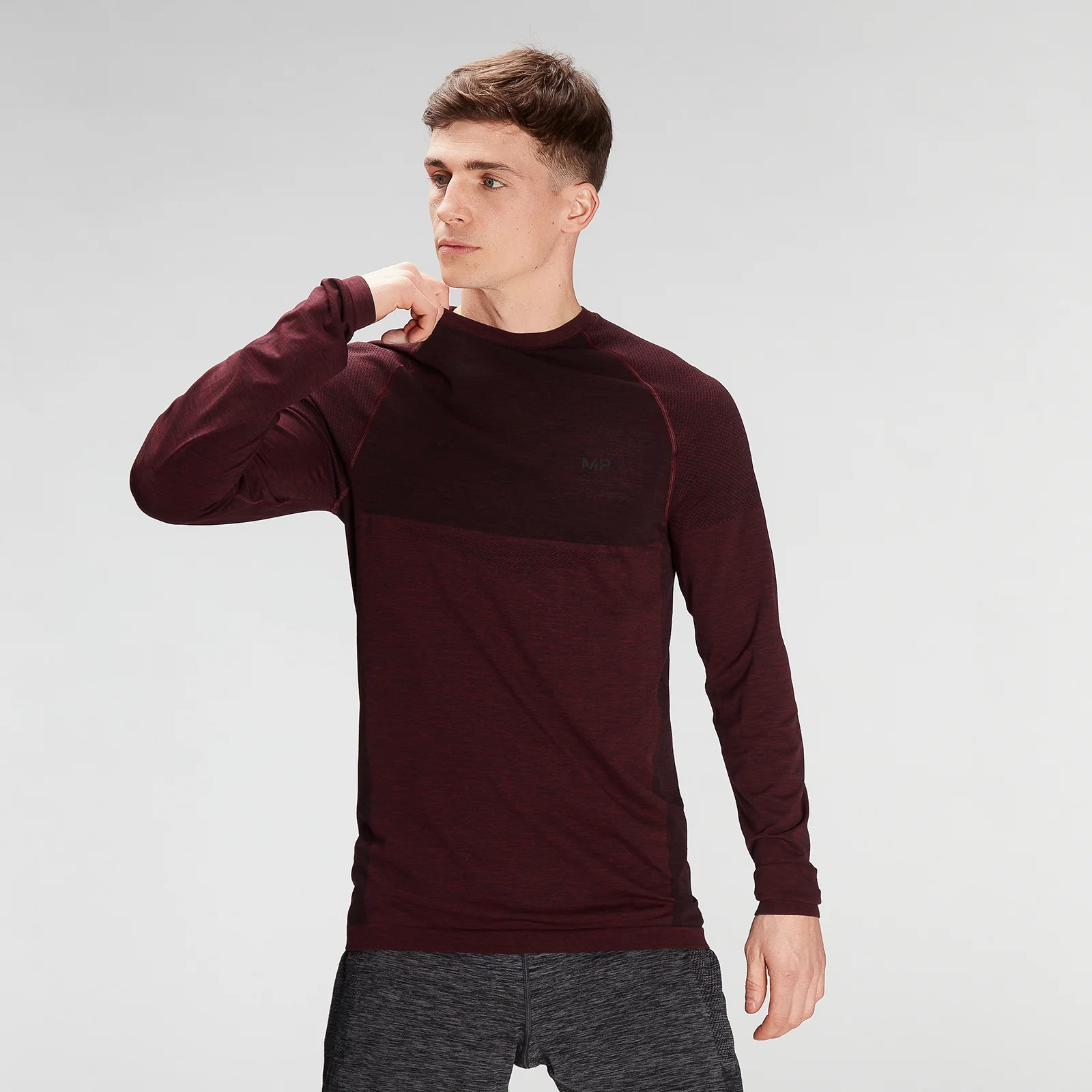 MP Men's Essential Seamless Long Sleeve Top- Washed Oxblood Marl - XXS Εικόνα 1