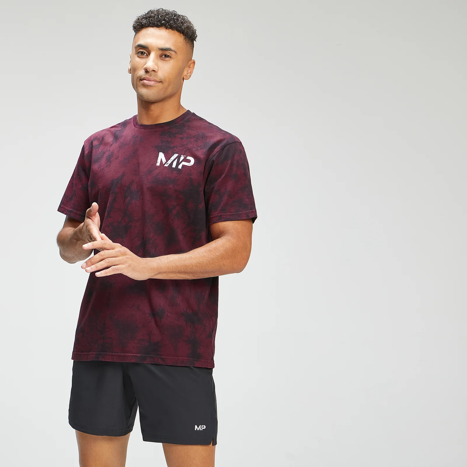 MP Men's Adapt Tie Dye Short Sleeve Oversized T-Shirt - Black/Merlot - XXS Εικόνα 1