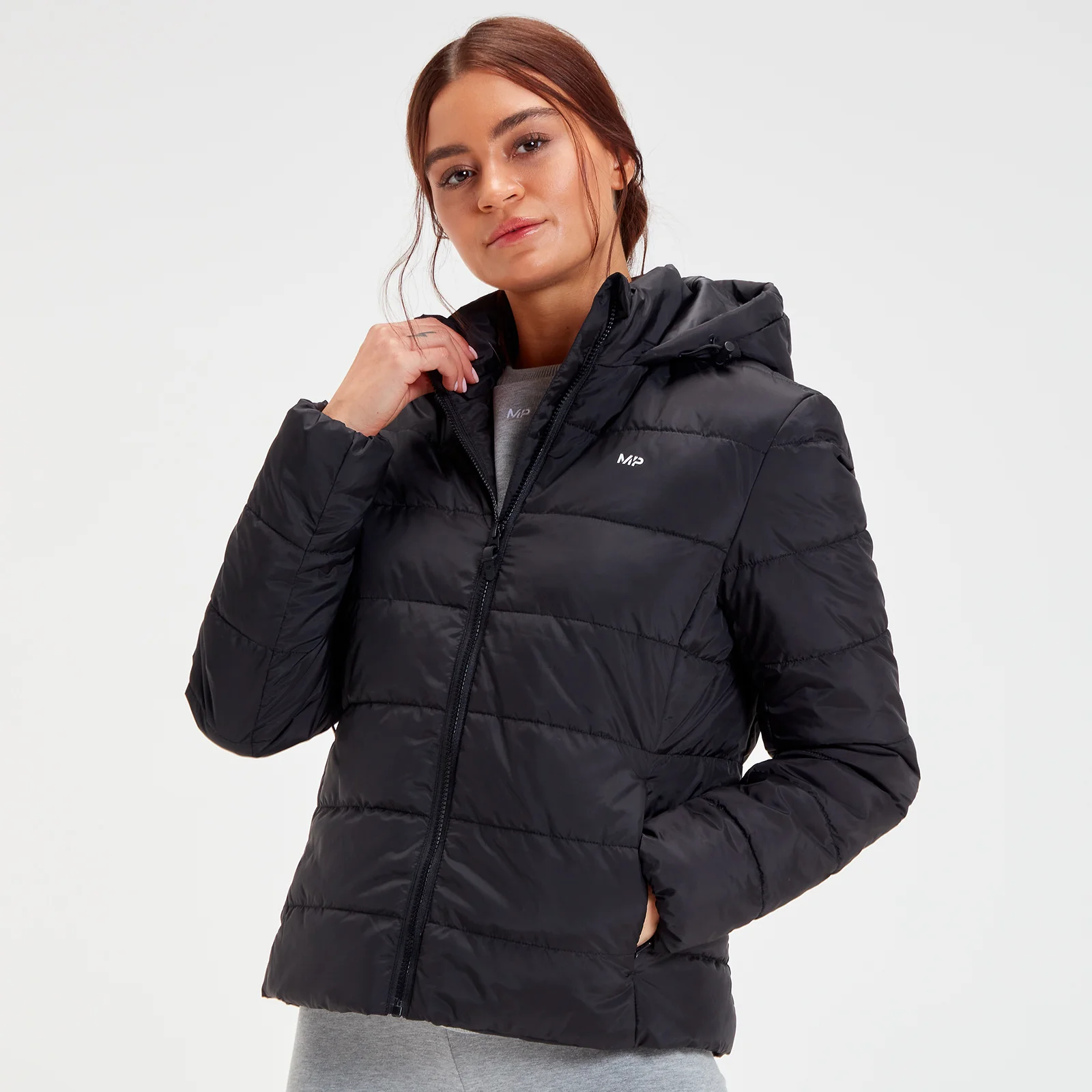 Γυναικείο Ελαφρύ Εξωτερικό Puffer Jacket MP Που Διπλώνει Με Κουκούλα - Μαύρο - XXS Εικόνα 1