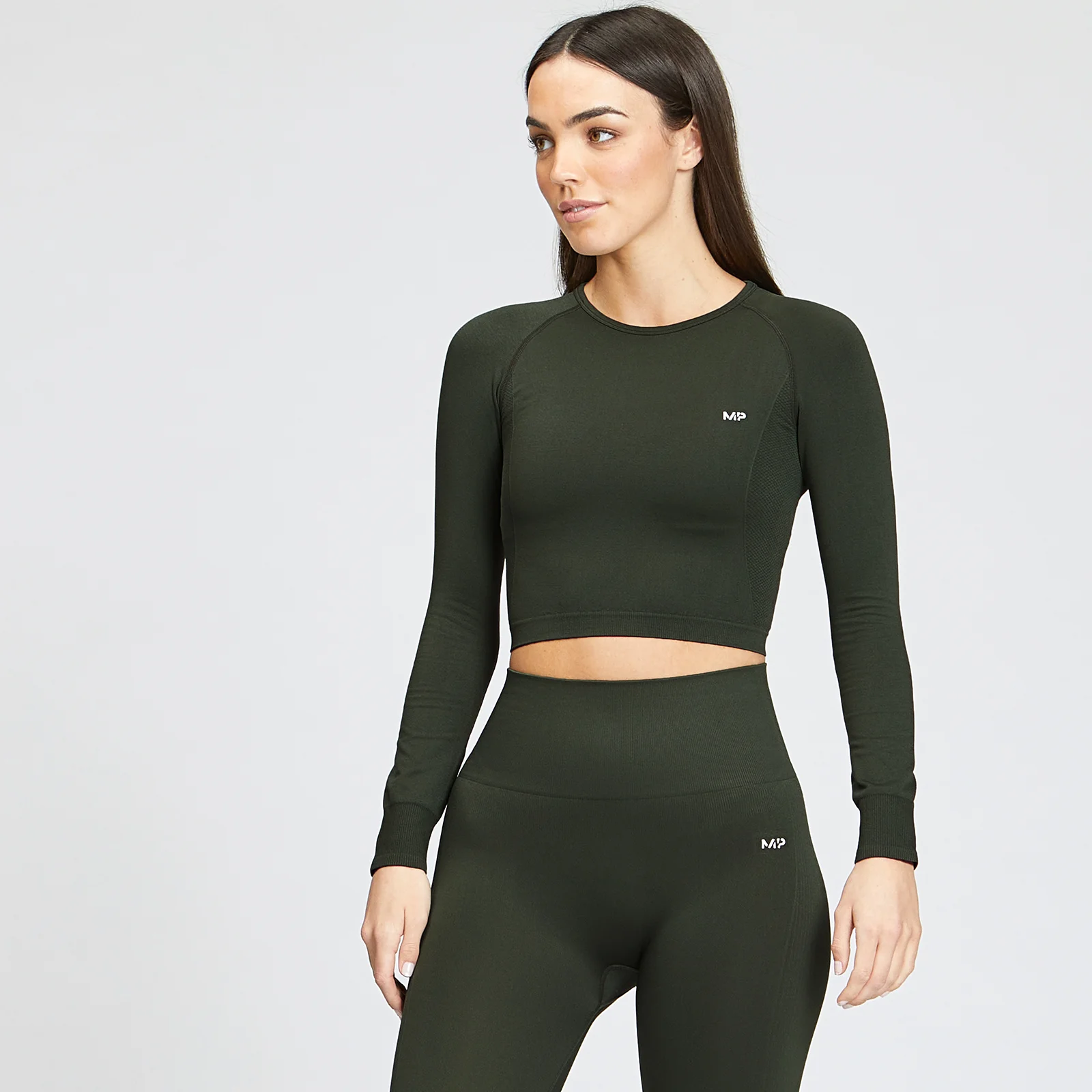 MP Women's Shape Seamless Long Sleeve Crop Top - Vine Leaf - XXS Εικόνα 1