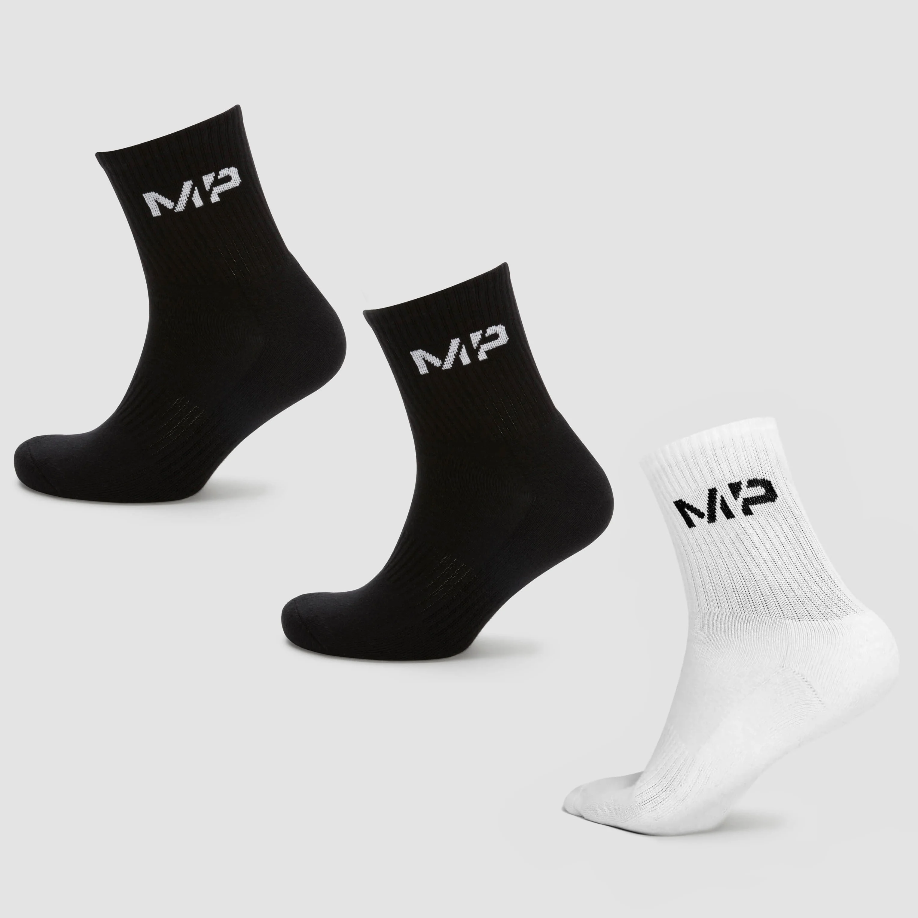 MP Women's Crew Socks (3 Pack) - Black/White - UK 3-6 Εικόνα 1