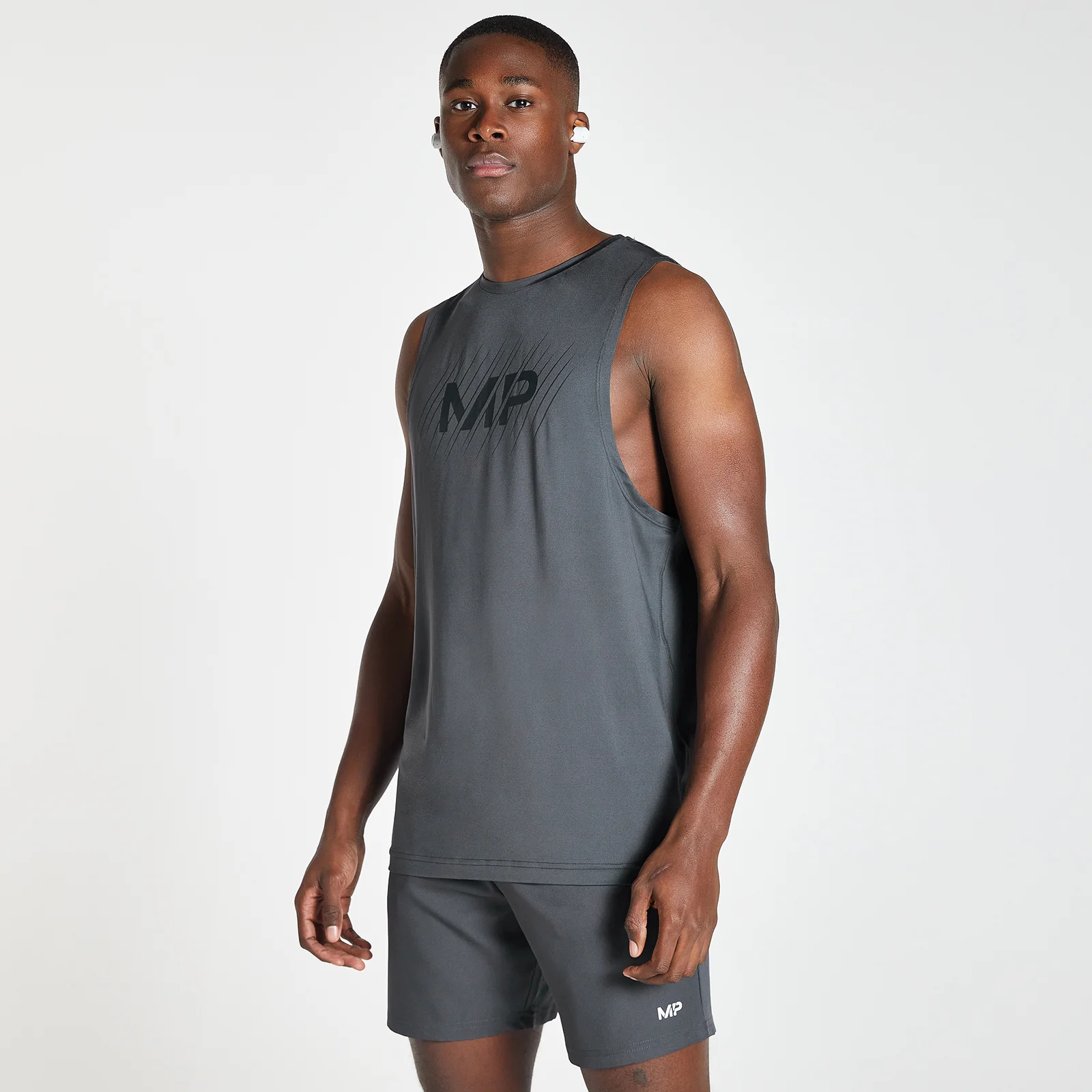 MP Men's Linear Line Graphic Essentials Training Tank Top - Gun Metal - S Εικόνα 1