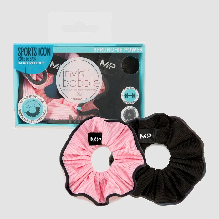 MP X Invisibobble® Reflective Power Sprunchie - Μαύρο/Ροζ - ΣΕΤ ΤΩΝ 2