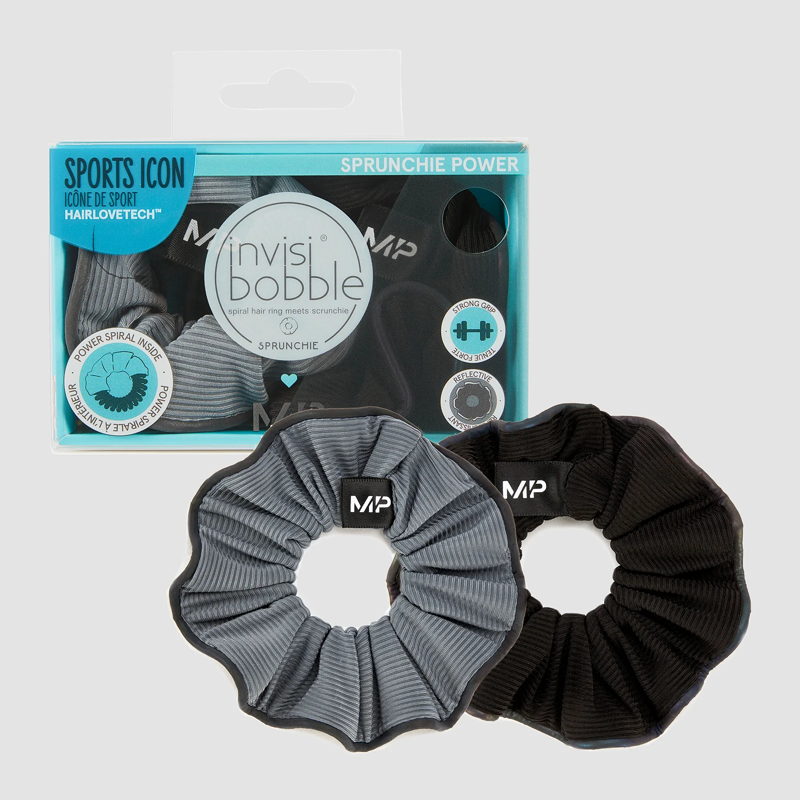 MP X Invisibobble® Reflective Power Sprunchie - Μαύρο/Ice Blue - ΣΕΤ ΤΩΝ 2 Εικόνα 1
