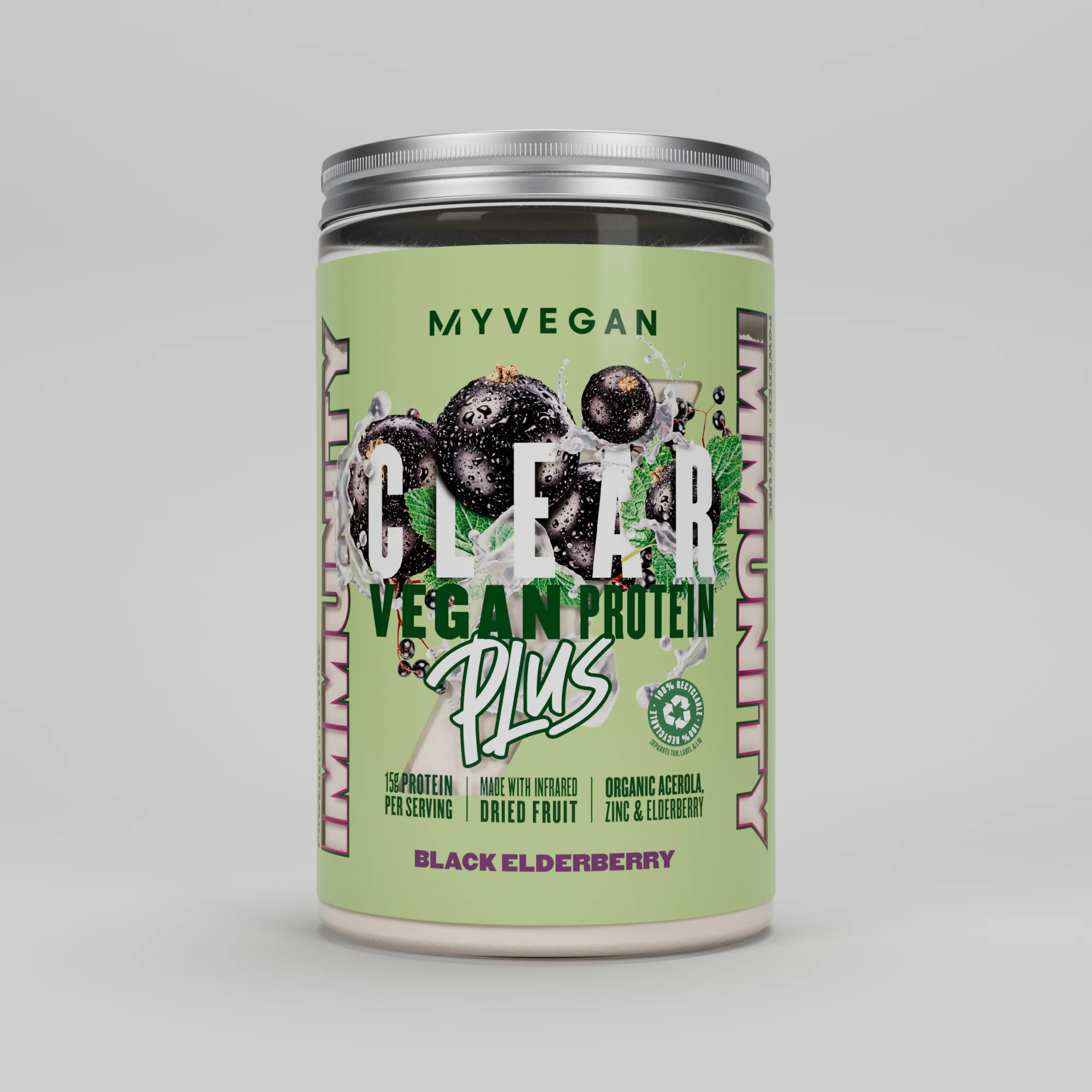 Clear Vegan Protein Plus - Immunity - 375g - Elderberry Εικόνα 1