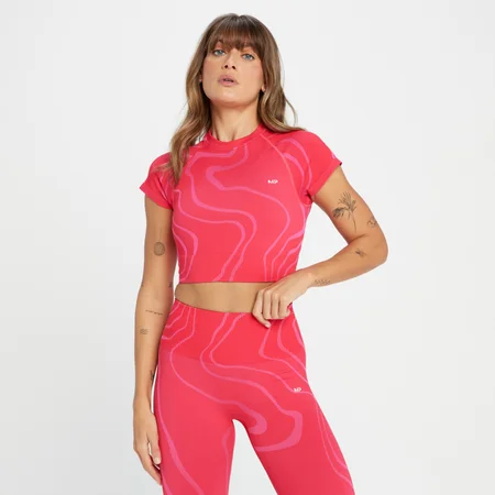 Γυναικείο Κοντομάνικο Crop Top Χωρίς Ραφές MP Tempo - Rouge Red