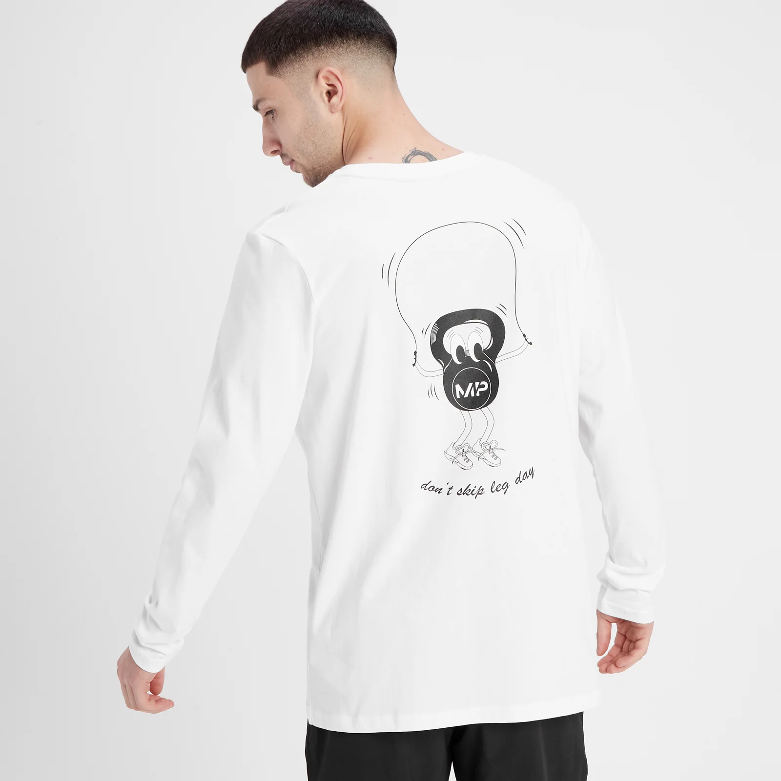 Ανδρικό Μακρυμάνικο Μπλουζάκι MP Leg Day Graphic - Λευκό - XS Εικόνα 1