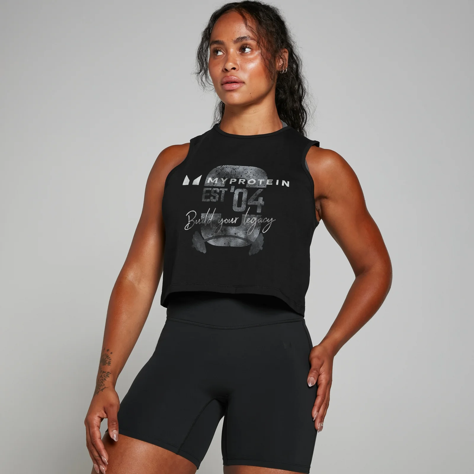 Γυναικείο Αμάνικο Cropped με Γραφικό MP Origin - Washed Black - XS Εικόνα 1