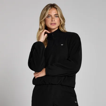 Γυναικείο Πουλόβερ Fleece MP Με Στρόγγυλη Κλειστή Λαιμόκοψη Και Με Φερμουάρ 1/4 - Μαύρο
