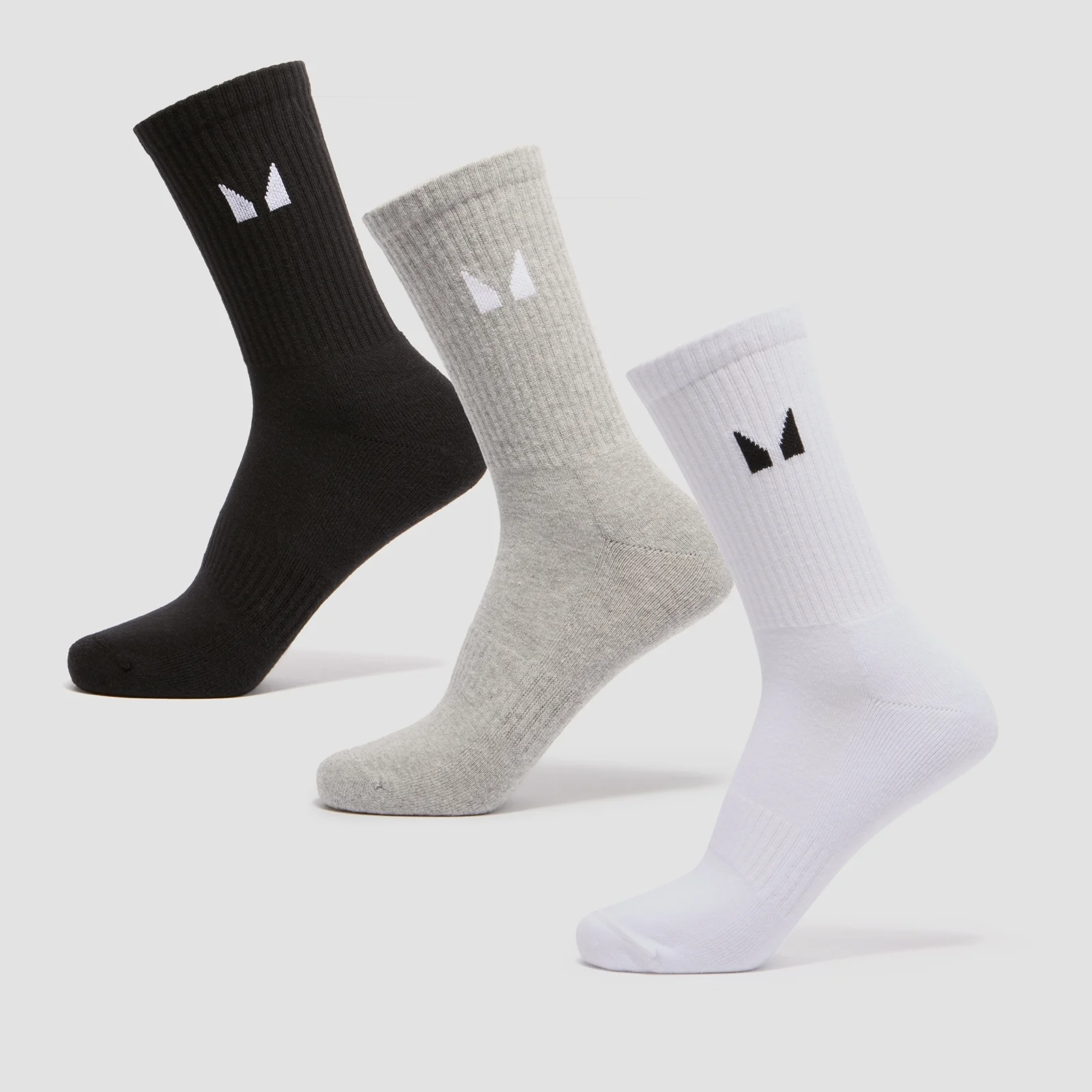MP Unisex Crew Socks (3 Pack) - White/Black/Grey Marl - UK 6-8 Εικόνα 1