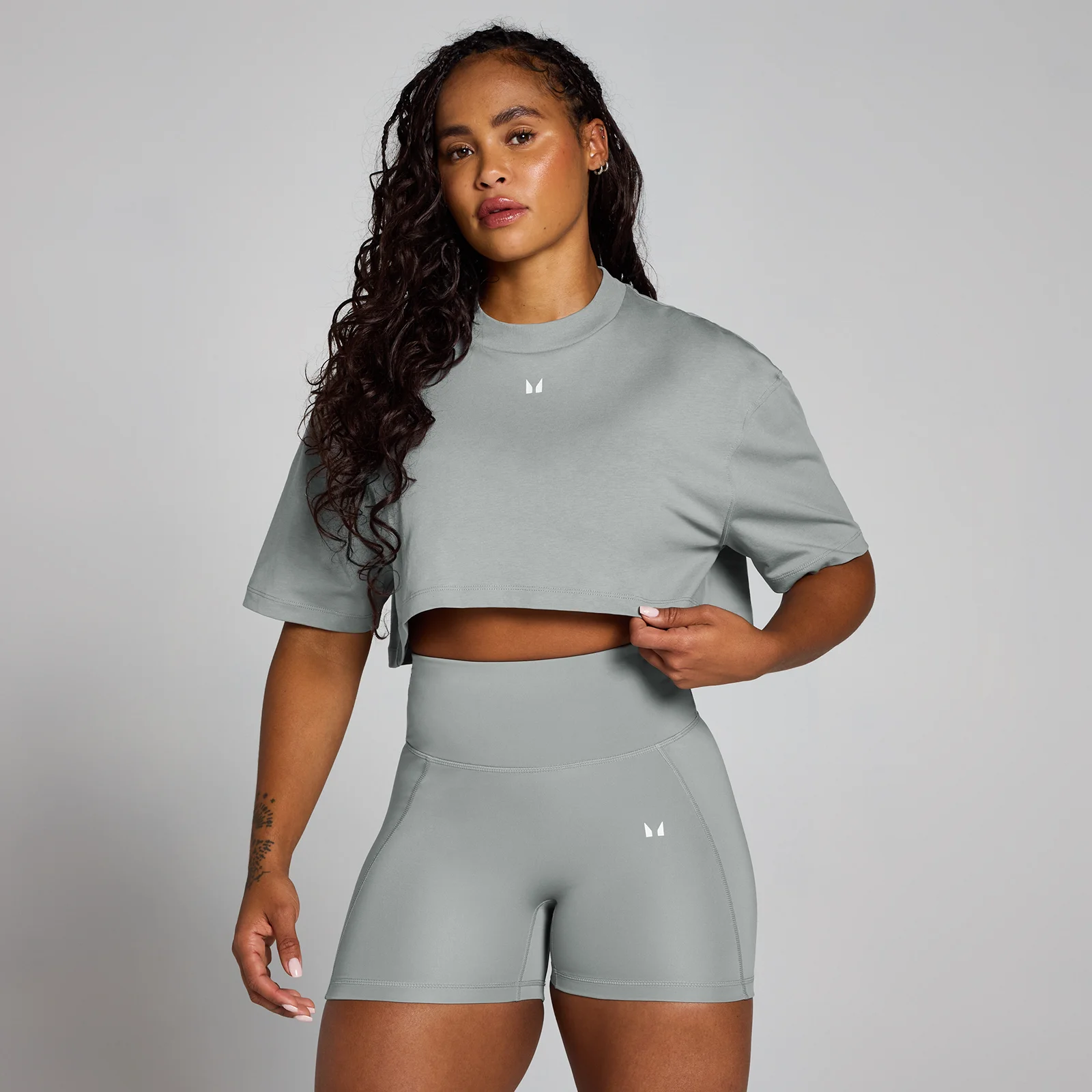 Γυναικείο Super Crop T-Shirt MP Origin Με Γραφικό - Fossil Grey - L Εικόνα 1
