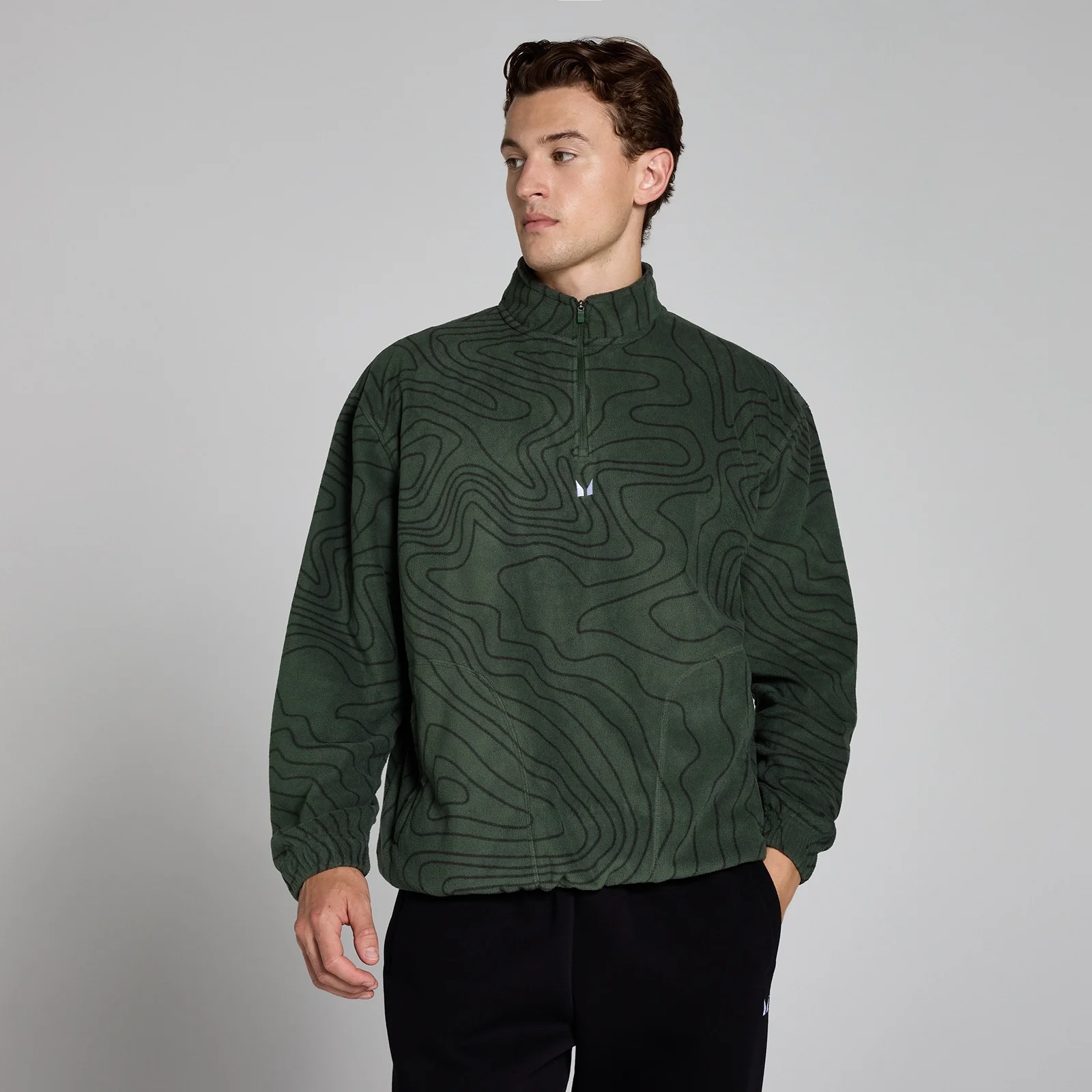 Ανδρικό Πουλόβερ Fleece MP Με Τύπωμα Με Φερμουάρ 1/4 - Πράσινο του δάσους - XS Εικόνα 1