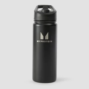 Ανακυκλωμένο Μεταλλικό Μπουκάλι Myprotein Με Αναδιπλούμενο Καλαμάκι 500ml - Μαύρο - Colour Black
