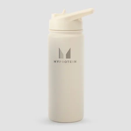 Ανακυκλωμένο Μεταλλικό Μπουκάλι Myprotein Με Αναδιπλούμενο Καλαμάκι 500ml - Φυσικό κρεμ