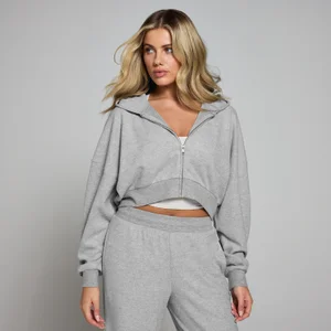 Γυναικείο Φούτερ Με Κουκούλα Και Φερμουάρ MP Soft Touch - Γκρι μελανζέ - Size XS