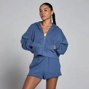 MP Women's Ελαφρύ Loopback Φούτερ με Φερμουάρ - Σλέιτ Μπλε - Size S
