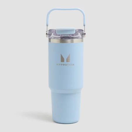Myprotein Ανακυκλωμένο Μεταλλικό Μπουκάλι με Χειρολαβή και Καλαμάκι 900ml - Γαλάζιο