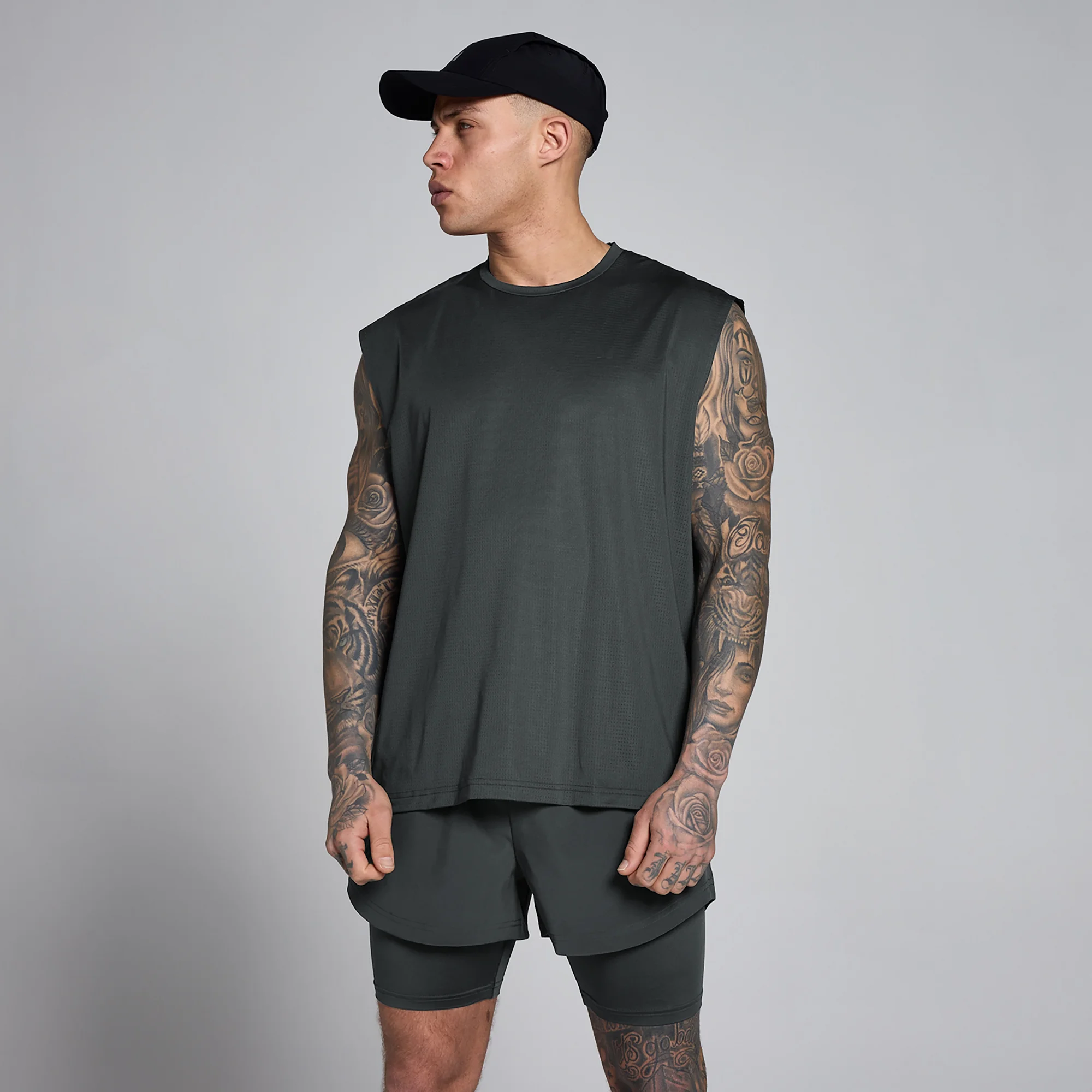 Ανδρικό Φανελάκι MP Hybrid Oversized με Δίχτυ - Ξεπλυμένο Μαύρο - M Εικόνα 1