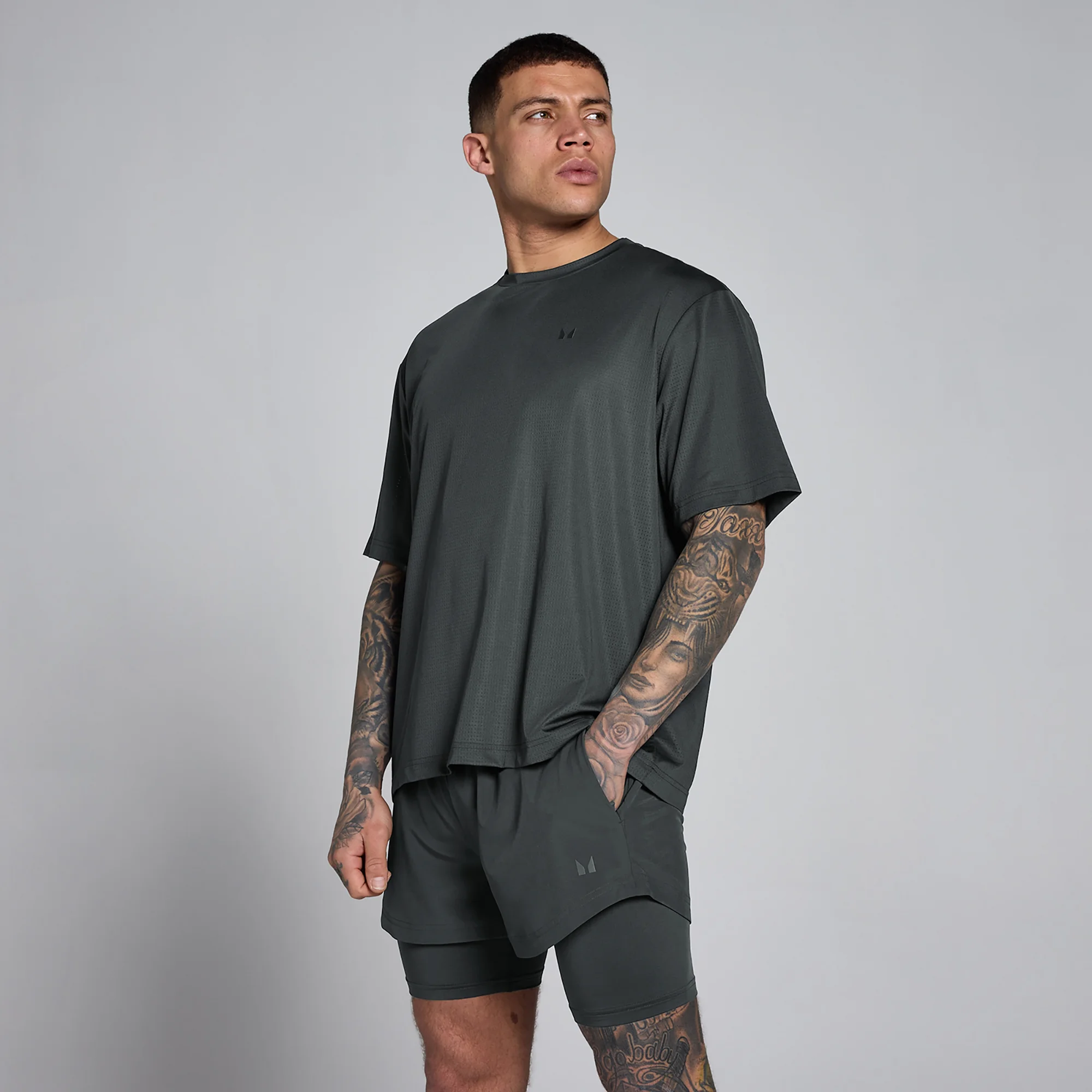 MP Ανδρικό Hybrid Oversized Μπλουζάκι Δίχτυ - Ξεβαμμένο Μαύρο - M Εικόνα 1