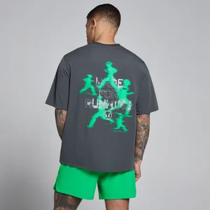 MP Men's Velocity Graphic Cotton Modal T-Shirt - Dark Grey / Green - Size S