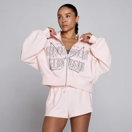 MP Women's Lift Graphic Lightweight Loopback Zip Through Hoodie - Baby Pink