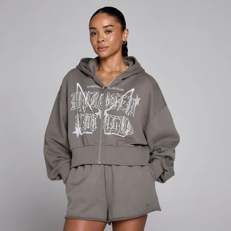 MP Women's Lift Graphic Lightweight Loopback Zip Through Hoodie - Dark Truffle