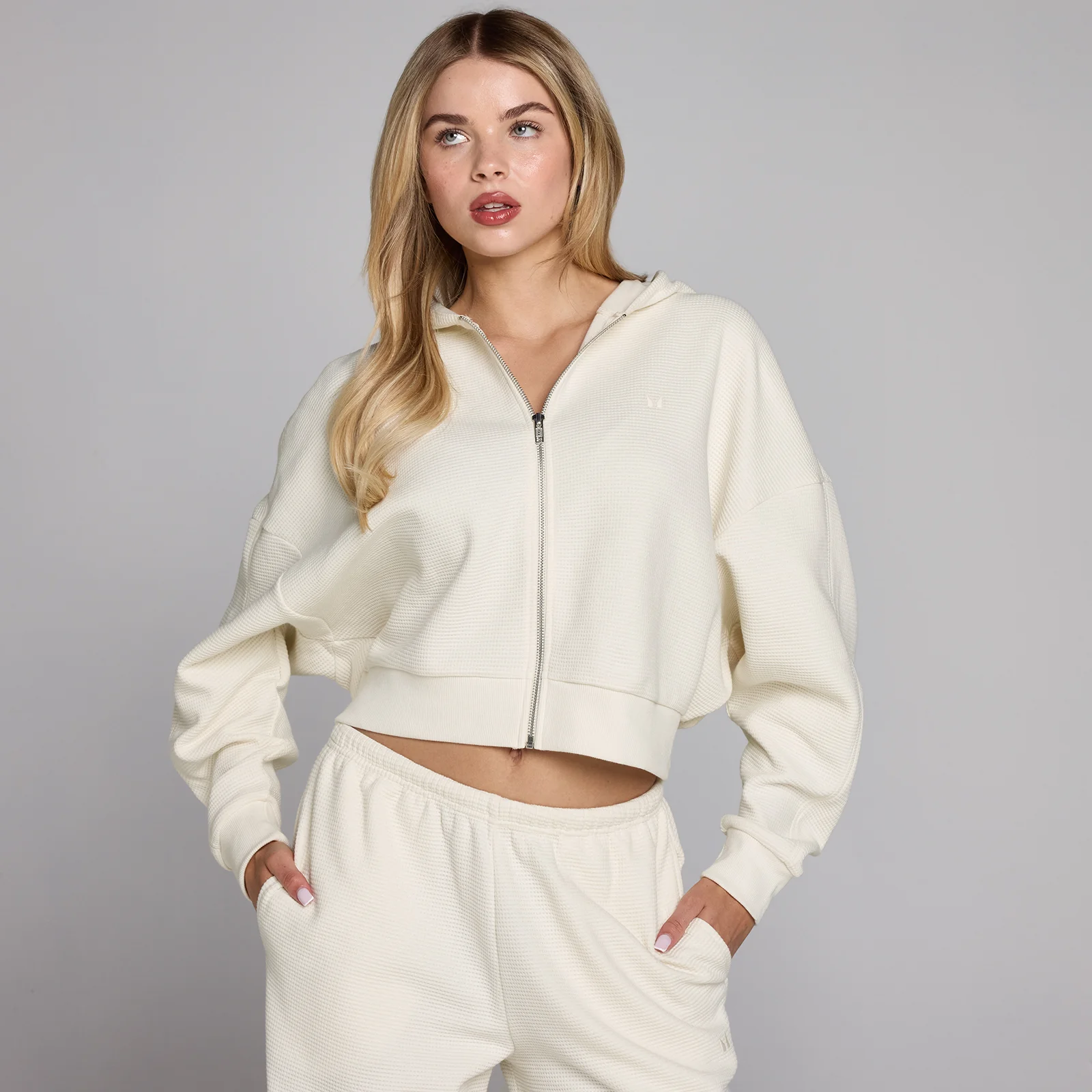 MP Women's Waffle Zip Through Hoodie - Ivory - M Εικόνα 1