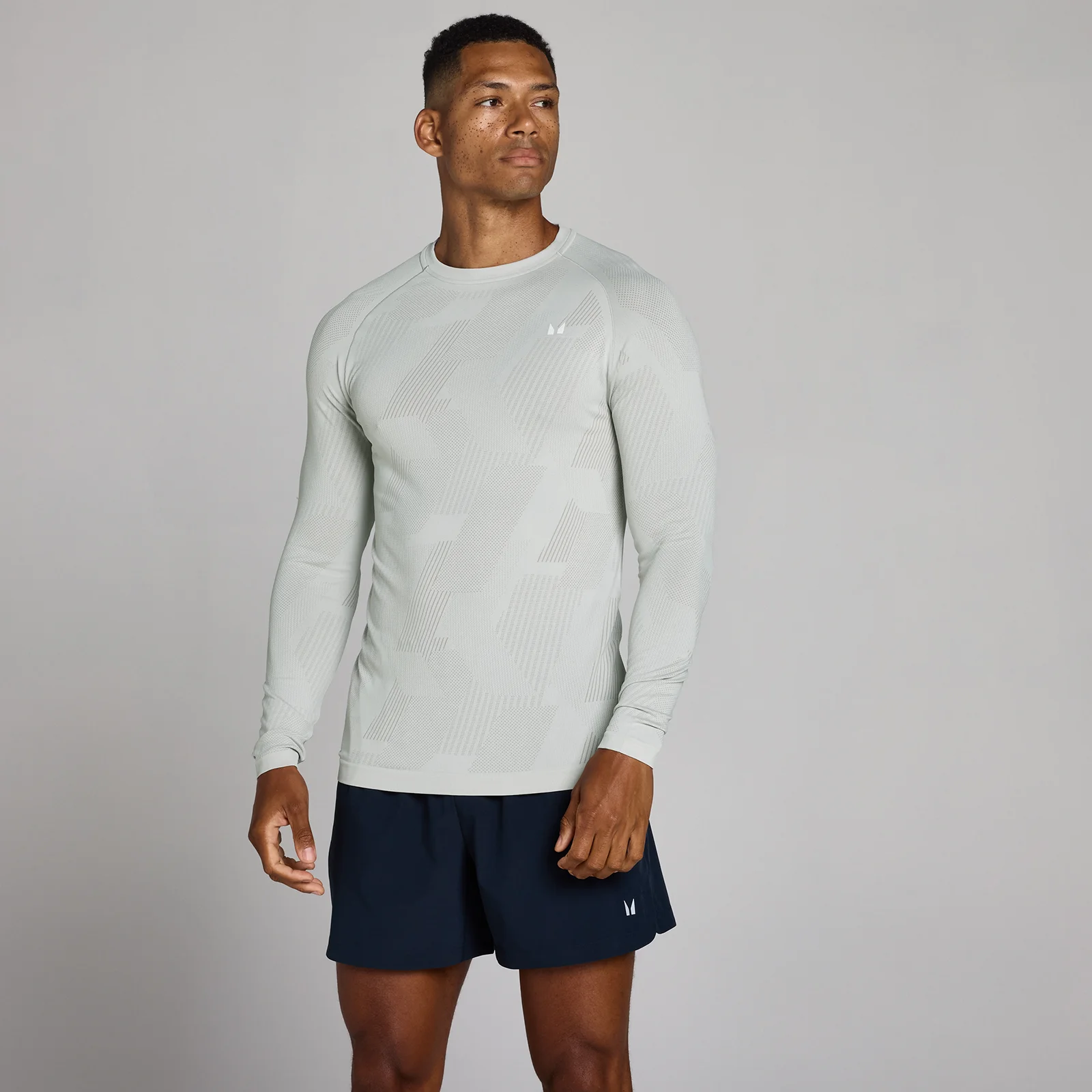 MP Men's Tempo Pillar Graphic Seamless Long Sleeve Top - Chrome - XS Εικόνα 1