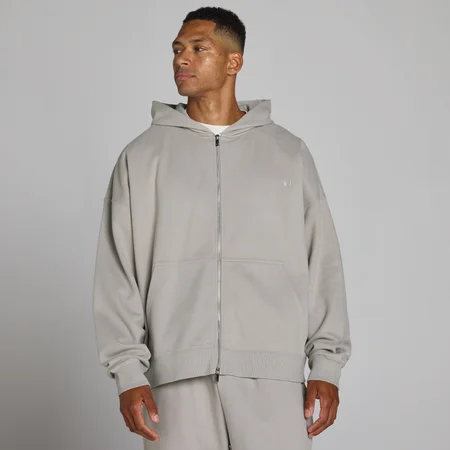 Oversized Φούτερ με Διπλό Φερμουάρ - Chalk Grey