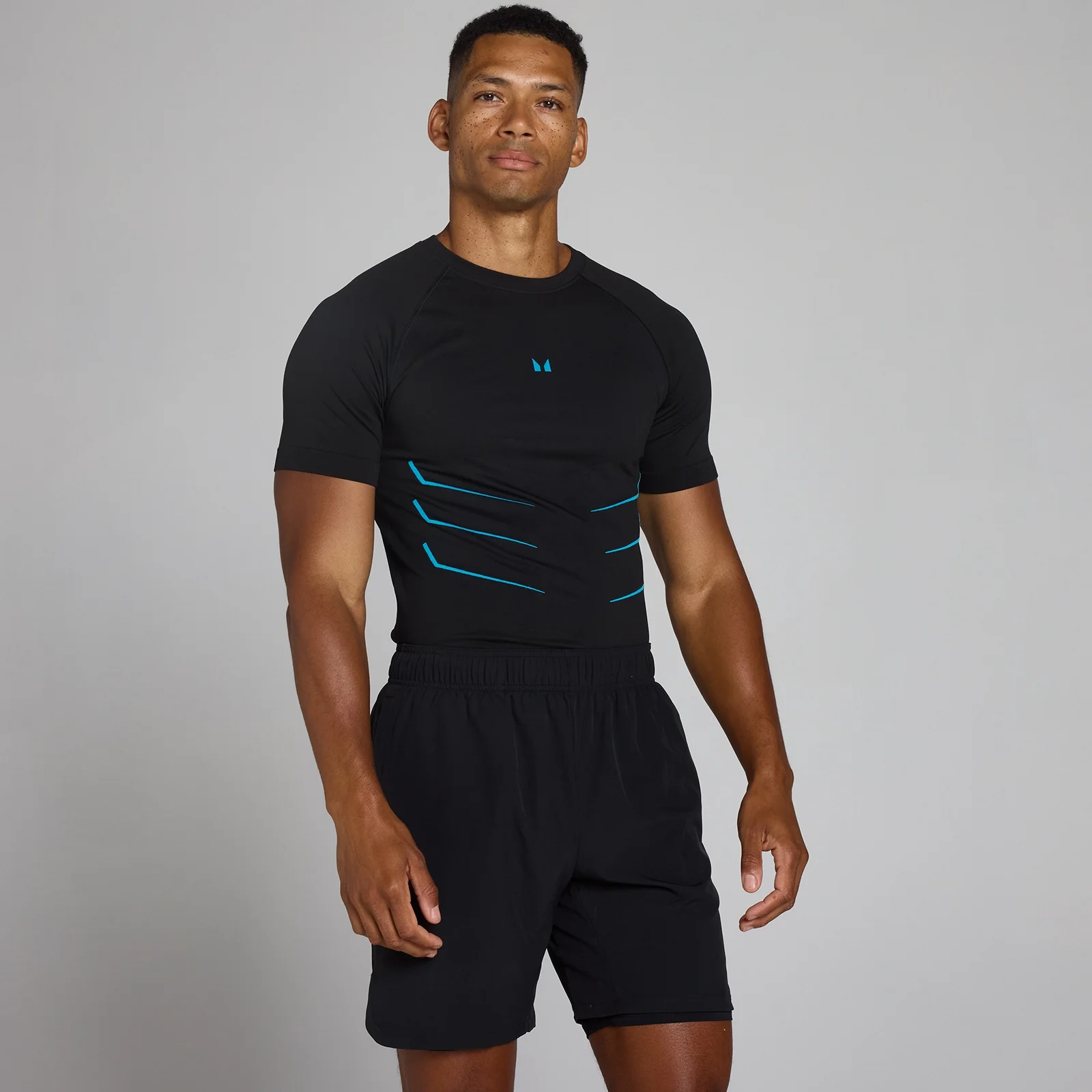 Lift Muscle Fit Αθλητικό Μπλουζάκι Χωρίς Ραφές - Ξεβαμμένο Μαύρο/Power Blue - M Εικόνα 1