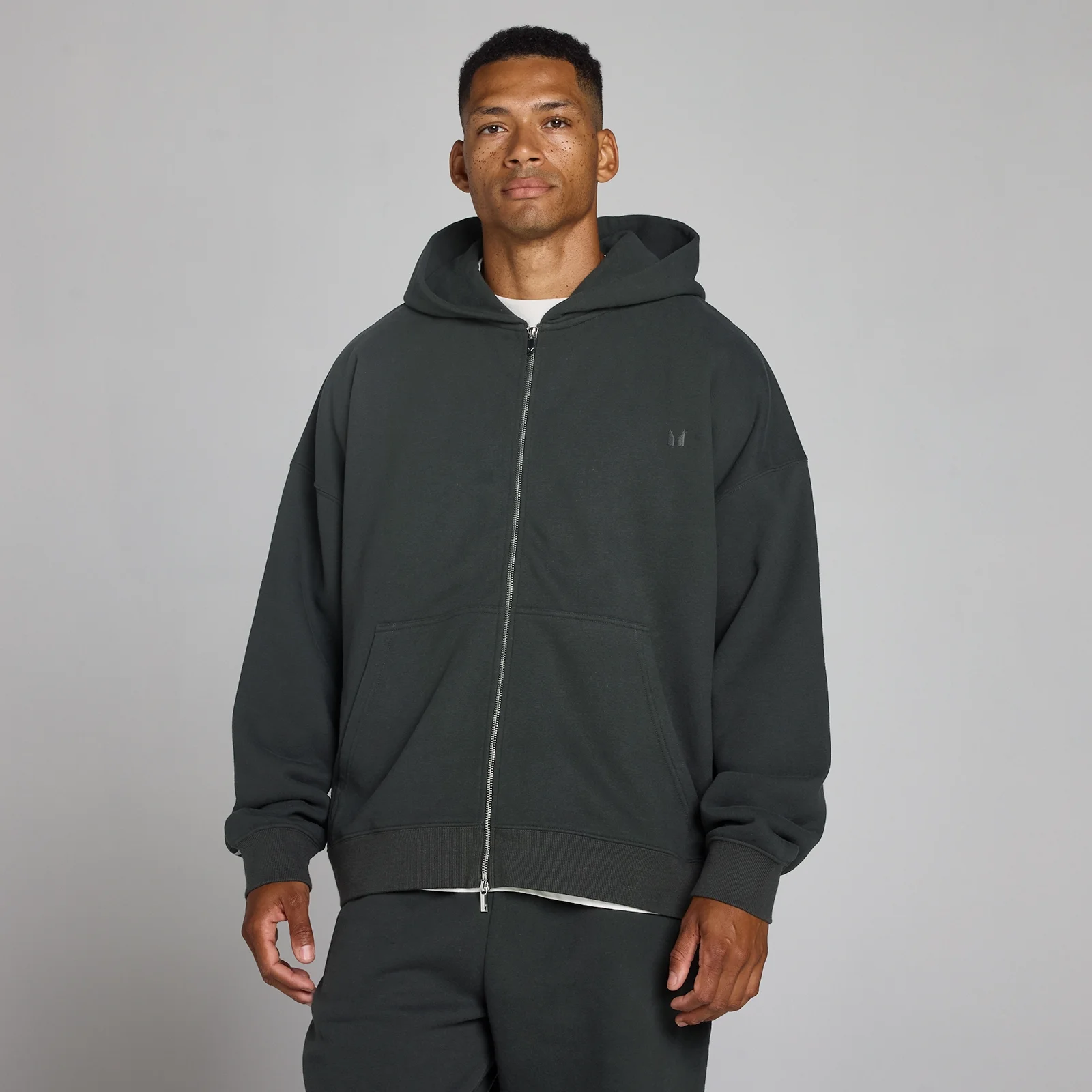 MP Ανδρικό Oversized Loopback Φούτερ με Κουκούλα και Διπλό Φερμουάρ - Washed Black - M Εικόνα 1