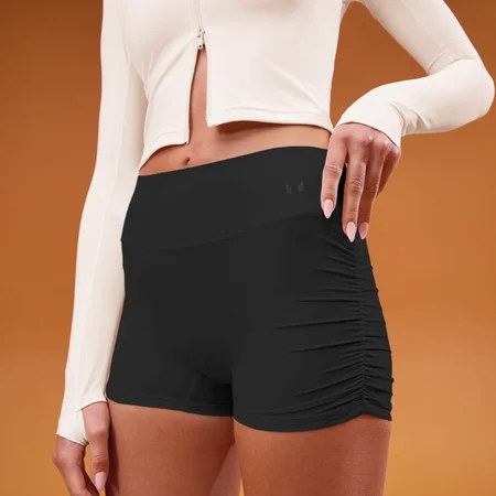 MP Women's Tempo Side Scrunch Booty Short - Μαύρο