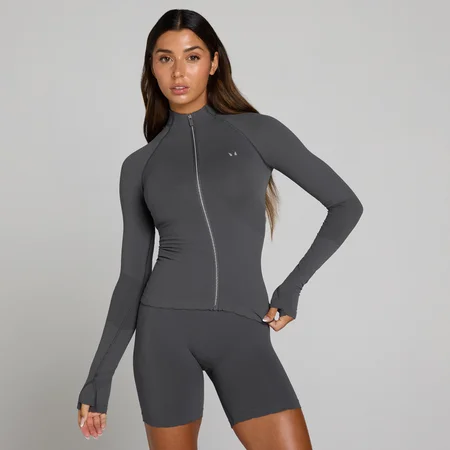 Μπουφάν MP Women's Tempo Ultra Seamless με Φερμουάρ - Robust Grey