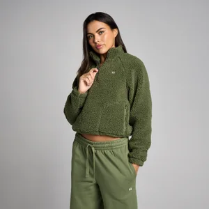 Γυναικείο Κοντό Fleece Borg MP με Φερμουάρ 1/4 - Ξεβαμμένο Λαδί - Size S