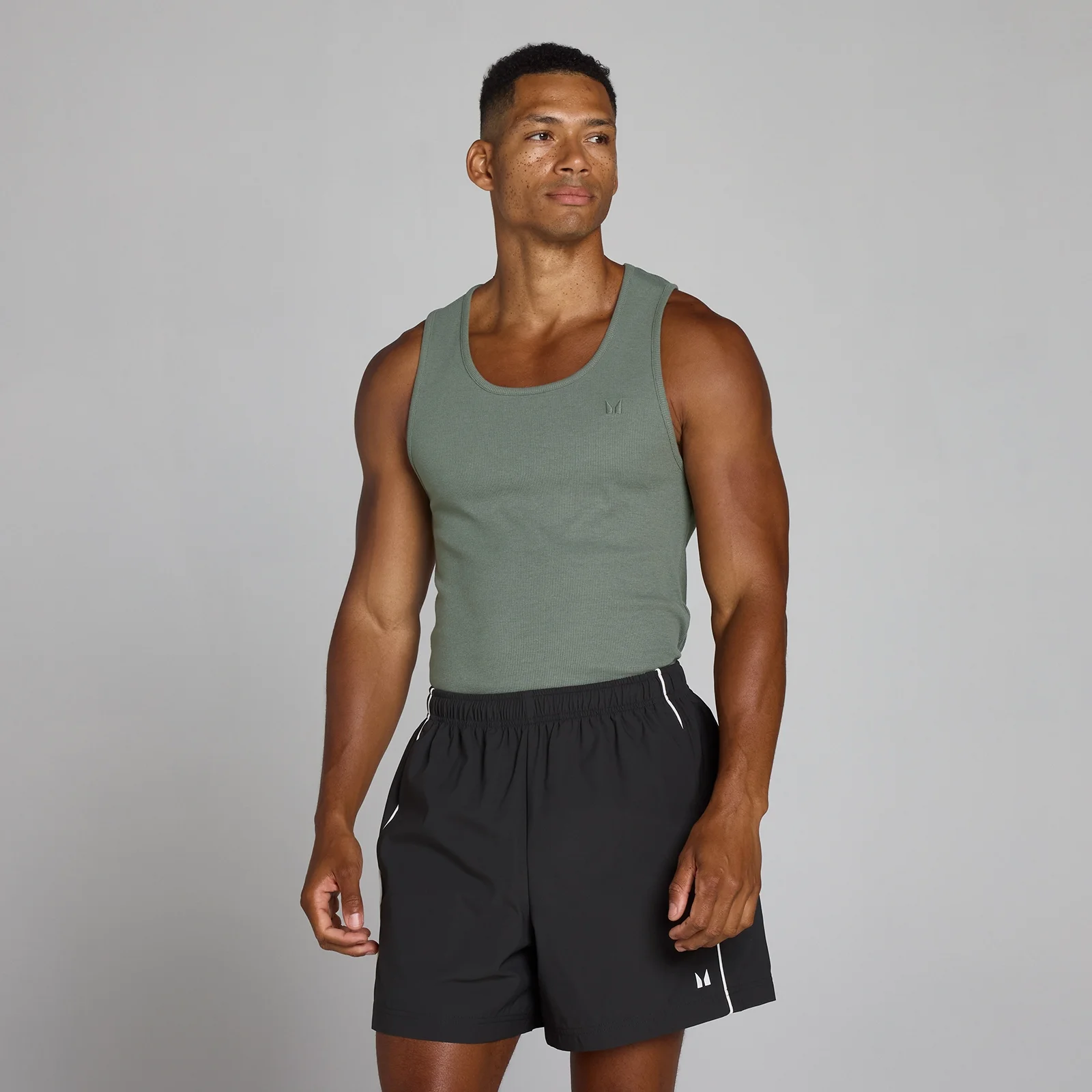 MP Ραβδωτό Φανελάκι Lift Muscle Fit για Άνδρες - Gunmetal - M Εικόνα 1
