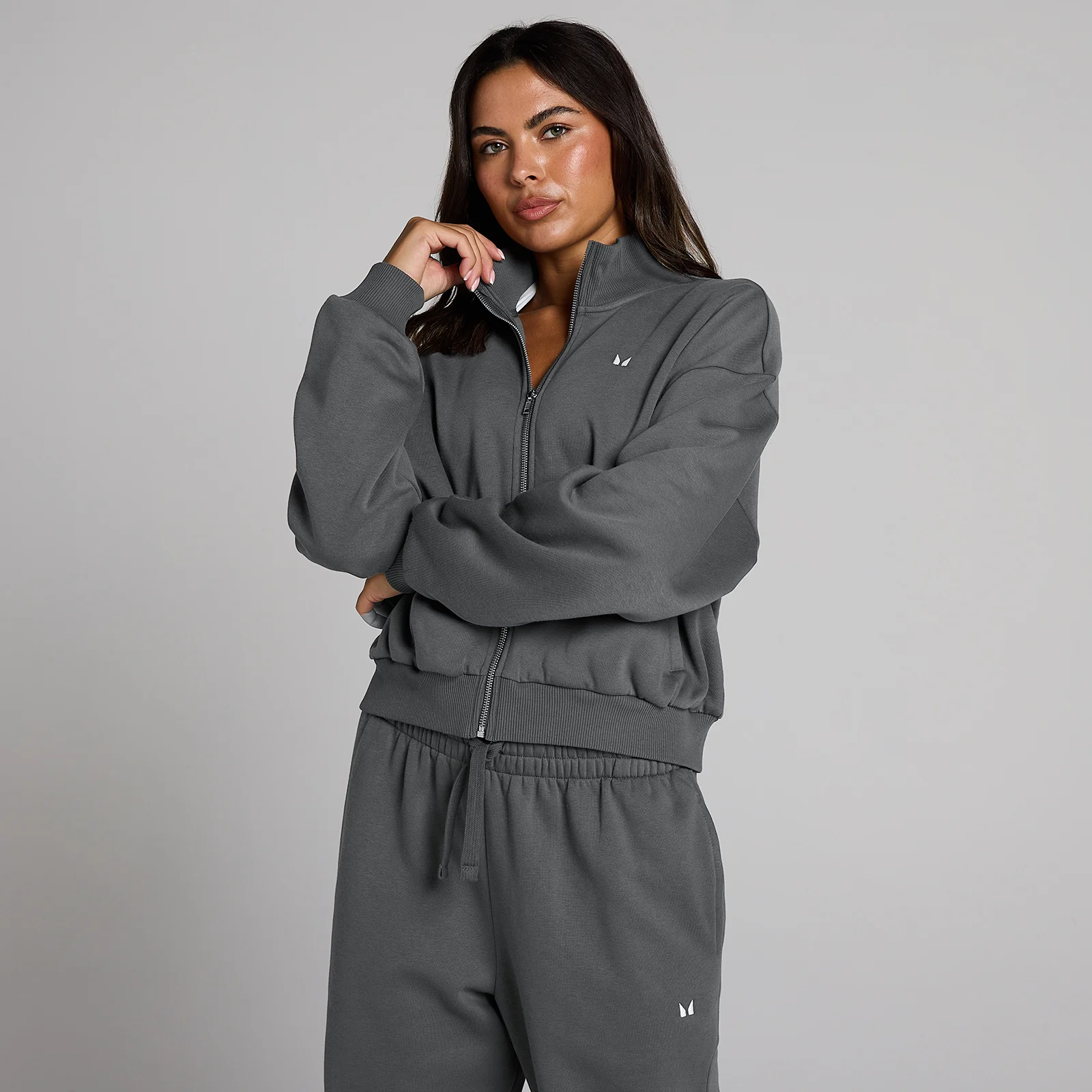MP Γυναικείο Bomber Jacket Basics με Φερμουάρ - Σκούρο Γκρι - XS Εικόνα 1