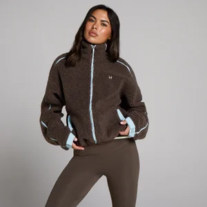 MP Γυναικείο Fleece Jacket με Φερμουάρ και Woven Binding - Σοκολάτα - Size XS