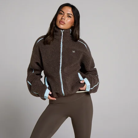 MP Γυναικείο Fleece Jacket με Φερμουάρ και Woven Binding - Σοκολάτα